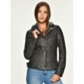 Lederjacke MUSTANG "Ina" Gr. S, grau (anthrazit) Damen Jacken