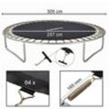 Trampolin Sprungmatte ø 257 cm für Trampoline mit ø 305 cm, 64 Ösen und 165 mm Federlänge Sprungtuch 150 kg belastbar 9-Fache Naht Polypropylen inkl.