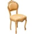 Louis XVI Holzstuhl 90x42x45 Stuhl französischen Stil in Antik Gold Schlafzimmer Sessel Stühle im Barockstil Gepolsterter Sessel