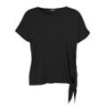 Shirt mit Knoten seitlich am Saum, schwarz, Gr.50