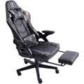 Gaming Stuhl im modernen Racing-Design mit ausziehbarer Fußstütze Gaming Chair mit verstellbaren Design Armlehnen ergonomischer Schreibtischstuhl mit