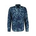 Langarmhemd LERROS "LERROS Herren mit sommerlichem Alloverprint" Gr. 5XL, extraweit, blau (storm blau) Herren Hemden