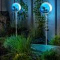 Solarleuchte Erdspieß Gartenstecker Fee Solar Außenleuchte Stecklampe Mond, blau silber, led warmweiß, LxBxH 16x5x90 cm, 2er Set