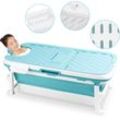 Badewanne Erwachsene Faltbare für Badezimmer Spa Sauna mit Seifenkorb/Massagerollen 132x 60 x 50 cm - blau