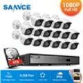 SANNCE 16CH 1080p Sicherheitskamerasystem 5 in 1 CCTV DVR Recorder Wasserdichte kabelgebundene Videoüberwachung 16 Kameras – 3 TB Festplatte