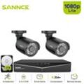 SANNCE Videoüberwachungsset 8 Kanäle DVR 2MP 2Kamera Intelligente IR Nachtsicht Wetterfestes CCTV Sicherheitssystem - 1TB HDD