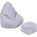 Kinder-Sitzsack mit Fußhocker für das Wohnzimmer, wasserabweisender Kinder-Gaming-Pouf-Sitz, Outdoor-Spiel-Pouf-Stuhl mit Ottomane - Grau (Sitzsack