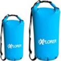 EXPLORER Aufbewahrungstasche Packsack Rollsack 10 L / 20 L wasserdicht, mit Schultergurt (Packung), Rolltop Tasche für Sup Camping Kajak Wandern Angeln Bootfahren Rafting, blau