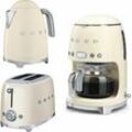 Smeg Morning Set Wasserkocher creme 1,7 Liter + 2-Scheiben Toaster creme + Filterkaffeemaschine creme 50´s Retro Style