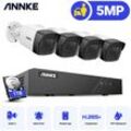 Annke - 8CH fhd 5MP poe Netzwerk Video-Sicherheitssystem H.265 + 6MP nvr mit 4X 5MP wasserdichten POE-Überwachungskameras mit Audioeingang - mit 1TB