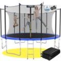 KINETIC SPORTS Trampolin Outdoor 'Salto Plus' Ø 183/244/305/366/400/430/490 cm - Komplett-Set für Kinder, USA Sprungtuch, Netz, Randpolster, Leiter - bis zu 160kg Blau-2 Ø 430 cm Ø 430 cm, Blau-2