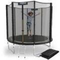 KINETIC SPORTS Trampolin Outdoor 'Salto Plus' Ø 183/244/305/366/400/430/490 cm - Komplett-Set für Kinder, USA Sprungtuch, Netz, Randpolster, Leiter - bis zu 160kg Schwarz-2 Ø 244 cm Ø 244 cm, Schwarz-2