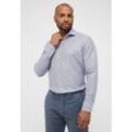 Langarmhemd ETERNA "MODERN FIT", Herren, Gr. 44, Normalgrößen, blau, Twill, 59% cotton, 41% Leinen, tailliert, Langarm Manschette, Hemden