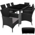 Rattan Sitzgruppe 8+1 mit Schutzhülle - schwarz/grau