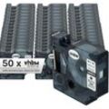 50x Schriftband-Kassette kompatibel mit Dymo Rhino 4200, 5000, 5200, 6000 Etiketten-Drucker 12mm Schwarz auf Weiß - Vhbw