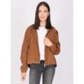 Lederjacke MAZE "4202173", Damen, Gr. S, braun (cognac), Obermaterial: 100% Ziegen-Veloursleder / Innenfutter: 100% Baumwolle, Jacken