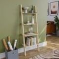 York 4 Tier Ladder Shelf Unit Bookcase Shelving Display Stand Rack Storage, Pine