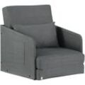 Schlafsofa Sofabett Einzelsofa Waschbarer Bezug 2 Seitentaschen Kissen Metall Grau 70 x 76 x 77 cm - Homcom