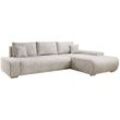 Juskys Sofa Iseo Rechts mit Schlaffunktion - Stoff Couch L Form für Wohnzimmer, bequem, ausziehbar - Schlafsofa Ecksofa Eckcouch Schlafcouch Beige