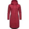 Kurzmantel RAGWEAR "Letti Long", Damen, Gr. XS (34), lila (himbeere), Fleece, Obermaterial: 54% Polyester, 41% Baumwolle, 5% Viskose, sportlich, tailliert knieumspielend, hoch geschlossener Ausschnitt, Mäntel, Übergangsjacke aus Fleece mit Kapuze