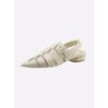 Sandale HEINE, Damen, Gr. 36, beige (sand), Leder, Glattleder, modisch, Schuhe