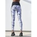 LASCANA ACTIVE Leggings 'White Marble' mehrfarbig Gr. 32/34 für Damen. Mit Allover-Druck, Logodruck. Figurbetont