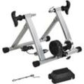 Rollentrainer Fahrradtrainer Fahrrad Heimtrainer Magnetbremse klappbar verstellbar 26-28 oder 700C Stahl Silber 54,5 x 47,2 x 39,1 cm - Silber