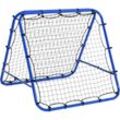 Fußball Rebounder Kickback Tor Rückprallwand Netz beidseitiger Rückprall Verstellbar in 5 Stufen Stahl Blau 100 x 95 x 90 cm - Homcom