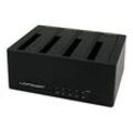 LC Power LC-DOCK-U3-4B - HDD-Dockingstation mit Netzanzeige, Ein/Aus-Schalter, Klon-Funktion Schächte: 4 - 2,5" / 3,5" gemeinsam genutzt (6,4 cm/8,9 cm gemeinsam genutzt) - SATA - eSATA, USB 3.0 - Schwarz