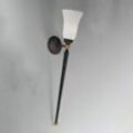 Wandlampe Antico, Scavoglas eckig, Schmiedeeisen, Höhe 58 cm