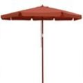 Kingsleeve - Holz Sonnenschirm 330 cm uv Schutz 80+ Schutzhülle Seilzug Groß Rund Stabil Windfest Marktschirm Gartenschirm Terrasse Balkon terracotta