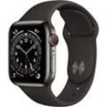 Apple Watch (Series 6) 2020 GPS + Cellular 40 mm - Rostfreier Stahl Graphit - Sportarmband Schwarz