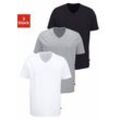 Bruno Banani T-Shirt (3-tlg., 3er-Pack) mit V-Ausschnitt, perfekte Passform, aus elastischer Baumwolle, grau|schwarz