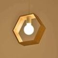 Aiskdan - Wooden Pendant Light Indoor Nordic Simple Natures Wood Geometric Pendant Lamps E27 for Dining Room/Living Room/Office/Cafe (Hexagonal Shape)