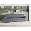 Ecksofa DOMO COLLECTION "Franzi Steppung im Sitzbereich B7T/H: 278/162/80 cm, L-Form", grau (weiß, grau), B:278cm H:80cm T:171cm, Flachgewebe (100% Polyester), Chenille (100% Polyester), Sofas, wahlweise mit Bettfunktion, Bettkasten und Kopfteilverstellung