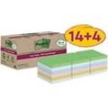 Post-it Super Sticky Recycelte Haftnotizen 76 x 76 mm Farbig sortiert 70 Blatt Vorteilspackung 14 + 4 Gratis