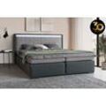 Boxspringbett COLLECTION AB "30 Jahre Jubiläums-Modell Athena", grau (anthrazit, grau), B:193cm L:208cm, Holzwerkstoff, Spanplatte, Komplettbetten, in H2,H3 & H4, inkl. LED-Leiste