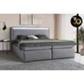 Boxspringbett COLLECTION AB "30 Jahre Jubiläums-Modell Athena", grau (hellgrau), B:193cm L:208cm, Holzwerkstoff, Spanplatte, Komplettbetten, in H2,H3 & H4, inkl. LED-Leiste