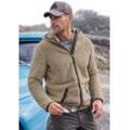 John Devin Kapuzenstrickjacke in weichem Teddyfleece, beige