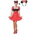 Karneval-Klamotten Kostüm Damen Minnie Maus-Kostüm mit Maus Ohren