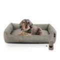 Rohrschneider Hundebett mit Gratis-Beigabe, waschbar, robuster Fein-Cordstoff taupe