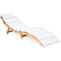 Costway - Chaise Longue Pliante en Bois Massif, Bain de Soleil avec Coussin Rembourré à Double Face et Appui-Tête Pliable, Chaise d'Extérieur à