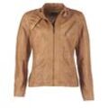 Bikerjacke JCC "15-7-2" Gr. XS, braun (cognac), Damen, Obermaterial 100% Leder, Lamm / Futter: 100% Baumwolle / Ärmelfutter: 100% Polyester / Wattierung: 100% Polyester, Jacken