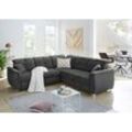 Ecksofa JOCKENHÖFER GRUPPE "Udine L-Form", grau (anthrazit), B:263cm T:100cm, Luxus-Microfaser in Lederoptik (100% Polyester), Kissen: 45% Polyacryl, 34% Polyethylen, 21% Polypropylen, Sofas, 6 individuell, verstellbaren Kopfteilen, Gästebett- und Relaxfunktion