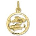 Sternzeichen-Anhänger ONE ELEMENT "Fische Sternzeichen Anhänger aus 333 Gelbgold", gold, Schmuckanhänger, Damen, Fische, Gelbgold 333, Damen Gold Schmuck Fische