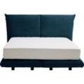 Boxspringbett TOM TAILOR HOME "SOHO PILLOW BOX" Komplettbetten Gr. Cord TRI ohne TOM TAILOR Print, Liegefläche B/L: 200 cm x 200 cm, H2/H3, 5-Zonen-Tonnentaschen-Federkern-Partnermatratze, blau (azure tri 106) Boxspringbett in Schwebeoptik, Kopfteil Kissenform, Höhe 120 cm