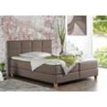 Boxspringbett HOME AFFAIRE "Casey", braun (hellbraun), B:171cm L:209cm, Struktur fein (100% Polyester), Komplettbetten, Boxspringbett, in 5 Breiten, 3 Ausführungen, 2 Härtegraden, Steppung, Topper