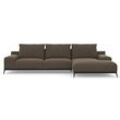 Ecksofa MACHALKE "lorenzo, L-Form" Sofas Gr. B/H/T: 336 cm x 90 cm x 100 cm, Jacquardstoff BRUCE, Recamiere rechts, braun (hellbraun bruce) Ecksofas