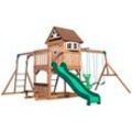 Spielturm BACKYARD DISCOVERY "Montpelier" Spieltürme bunt (braun, grün, gelb) Kinder Spielturm mit Schaukeln, Rutsche und Klettergerüst