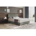 Boxbett INOSIGN "Stratus 2", grau (velvet 91 stone), B:187cm L:211cm, 100% Polyester, Komplettbetten, Boxspringbett, inkl. Bettkasten und Matratze